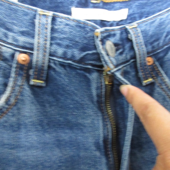 Levis Ribcage Wide Leg Jeans Women 24 Blue Medium Wash Premium Zipper Fade - Picture 4 of 13